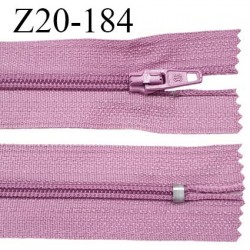 Fermeture zip 20 cm non séparable couleur lilas zip glissière nylon invisible largeur 5 mm prix à l'unité