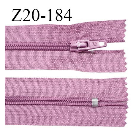 Fermeture zip 20 cm non séparable couleur lilas zip glissière nylon invisible largeur 5 mm prix à l'unité