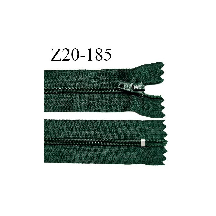 Fermeture zip 20 cm non séparable couleur vert sapin zip glissière nylon invisible largeur 5 mm longueur 20 cm prix à l'unité