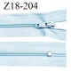 Fermeture zip 18 cm non séparable couleur bleu clair largeur 2.7 cm zip nylon longueur 18 cm prix à l'unité