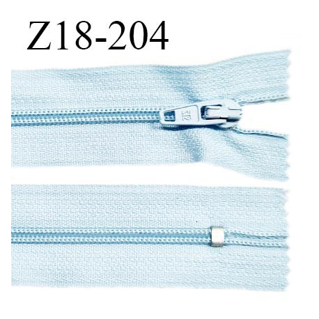 Fermeture zip 18 cm non séparable couleur bleu clair largeur 2.7 cm zip nylon longueur 18 cm prix à l'unité