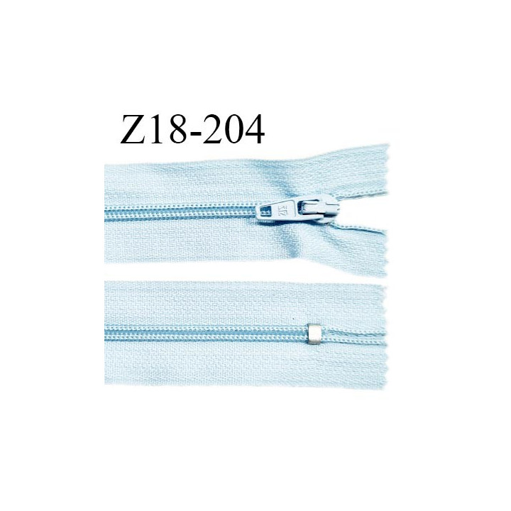 Fermeture zip 18 cm non séparable couleur bleu clair largeur 2.7 cm zip nylon longueur 18 cm prix à l'unité