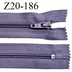 Fermeture zip 20 cm non séparable couleur mauve zip glissière nylon largeur 5 mm longueur 20 cm prix à l'unité