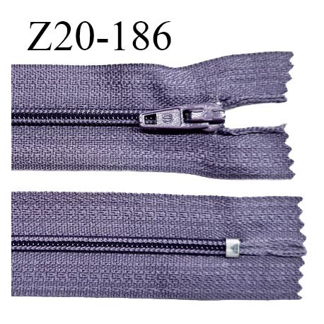 Fermeture zip 20 cm non séparable couleur mauve zip glissière nylon invisible largeur 5 mm longueur 20 cm prix à l'unité