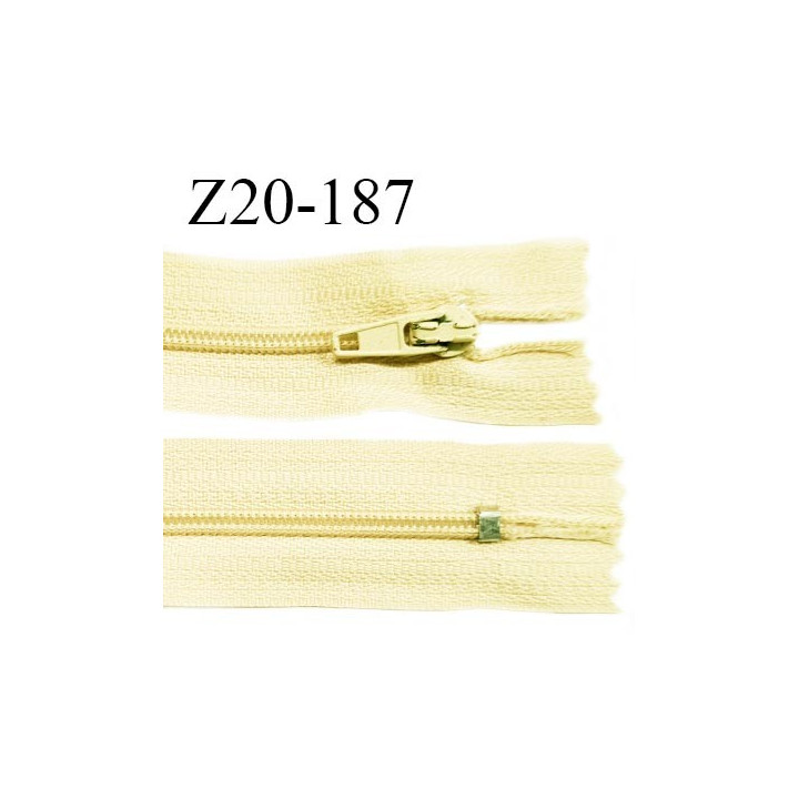 Fermeture zip 20 cm non séparable couleur jaune pastel zip glissière nylon invisible largeur 5 mm longueur 20 cm prix à l'unité