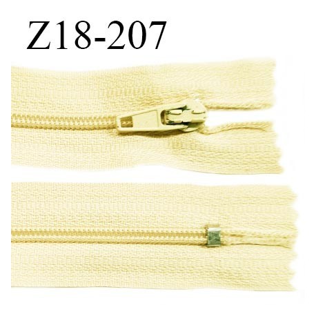 Fermeture zip 18 cm non séparable couleur jaune pastel zip glissière nylon invisible largeur 5 mm longueur 18 cm prix à l'unité