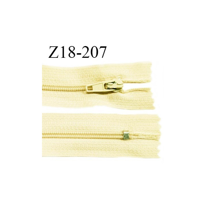 Fermeture zip 18 cm non séparable couleur jaune pastel zip glissière nylon invisible largeur 5 mm longueur 18 cm prix à l'unité