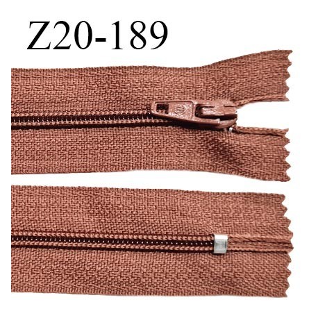 Fermeture zip 20 cm non séparable couleur terracotta zip glissière nylon invisible largeur 5 mm longueur 20 cm prix à l'unité