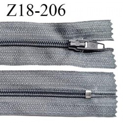 Fermeture zip 18 cm non séparable couleur gris zip glissière nylon invisible largeur 5 mm longueur 18 cm prix à l'unité