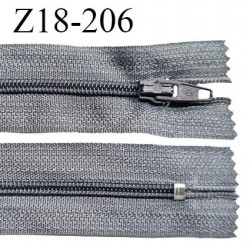 Fermeture zip 18 cm non séparable couleur gris zip glissière nylon invisible largeur 5 mm longueur 18 cm prix à l'unité