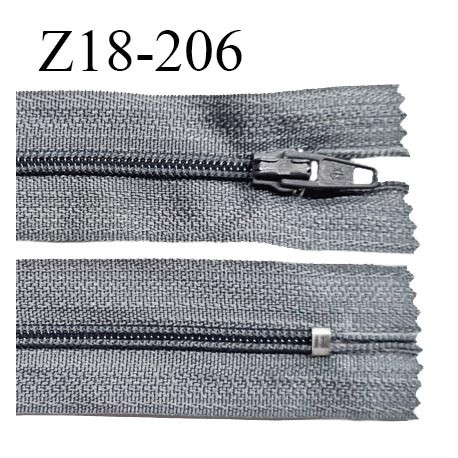 Fermeture zip 18 cm non séparable couleur gris zip glissière nylon invisible largeur 5 mm longueur 18 cm prix à l'unité