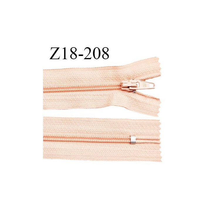 Fermeture zip 18 cm non séparable couleur saumon clair zip glissière nylon invisible largeur 5 mm longueur 18 cm prix à l'unité