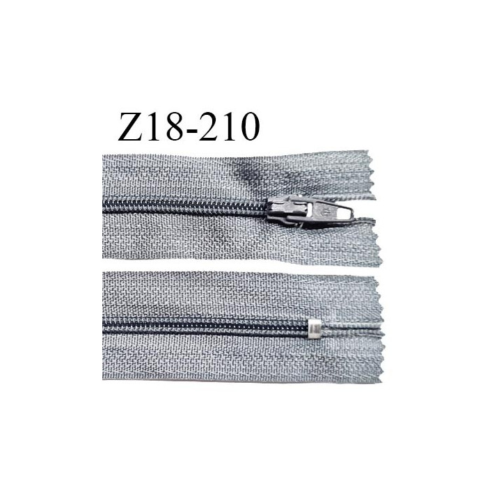 Fermeture zip 18 cm non séparable couleur gris souris zip glissière nylon invisible largeur 5 mm longueur 18 cm prix à l'unité