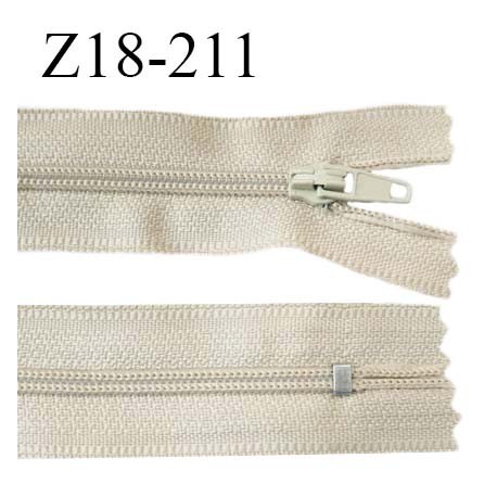 Fermeture zip 11 cm non séparable couleur beige largeur 2.7 cm zip nylon longueur 18 cm prix à l'unité