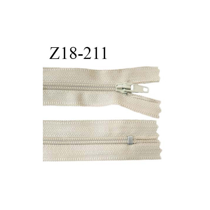 Fermeture zip 11 cm non séparable couleur beige largeur 2.7 cm zip nylon longueur 18 cm prix à l'unité