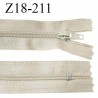 Fermeture zip 11 cm non séparable couleur beige largeur 2.7 cm zip nylon longueur 18 cm prix à l'unité