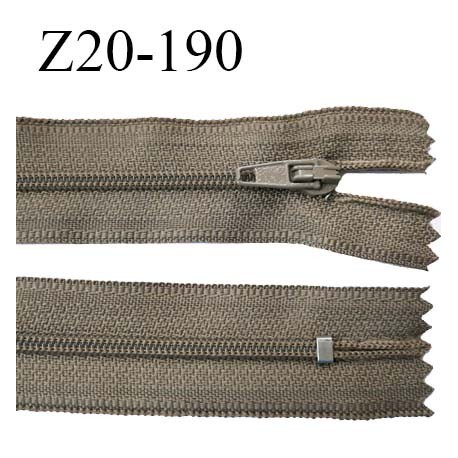 Fermeture zip 20 cm non séparable couleur marron clair zip glissière nylon invisible largeur 5 mm longueur 20 cm prix à l'unité