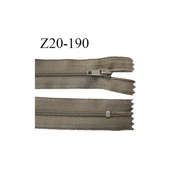 Fermeture zip 20 cm non séparable couleur marron clair zip glissière nylon invisible largeur 5 mm longueur 20 cm prix à l'unité