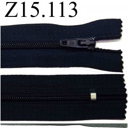 fermeture éclair longueur 15 cm couleur bleu très foncé presque noir non séparable zip nylon largeur 2.5 cm