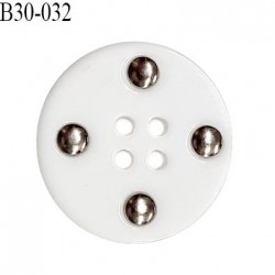 bouton 30 mm couleur gris clair 2 gros trous (diamètre 5 mm) épaisseur 4 mm  - mercerie-extra