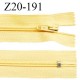 Fermeture zip 20 cm non séparable couleur jaune poussin zip glissière nylon invisible largeur 5 mm longueur 20 cm prix à l'unité