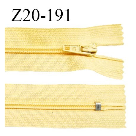 Fermeture zip 20 cm non séparable couleur jaune poussin zip glissière nylon invisible largeur 5 mm longueur 20 cm prix à l'unité