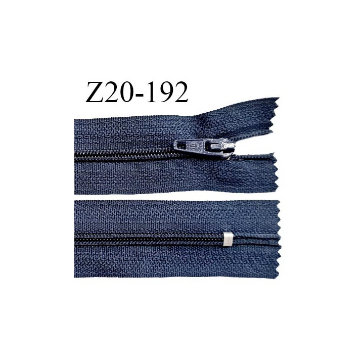 Fermeture zip 20 cm non séparable couleur bleu denim zip glissière nylon invisible largeur 5 mm longueur 20 cm prix à l'unité