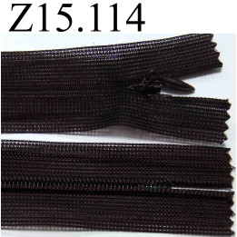 fermeture éclair invisible longueur 15 cm couleur marron  non séparable zip nylon largeur 2.5 cm
