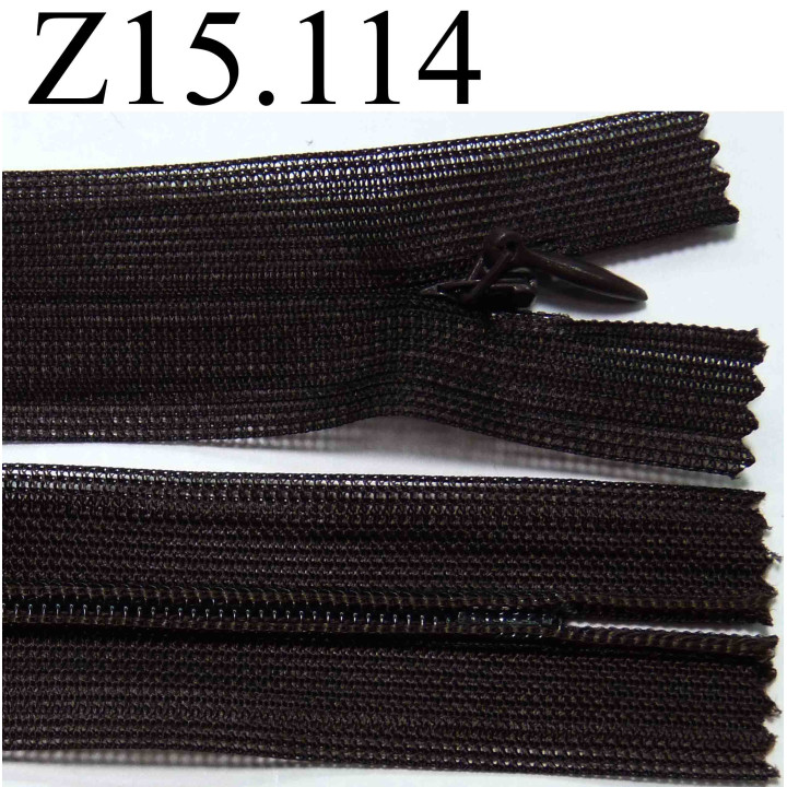 fermeture éclair invisible longueur 15 cm couleur marron  non séparable zip nylon largeur 2.5 cm