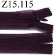 fermeture éclair invisible longueur 15 cm couleur prune non séparable zip nylon largeur 2.5 cm