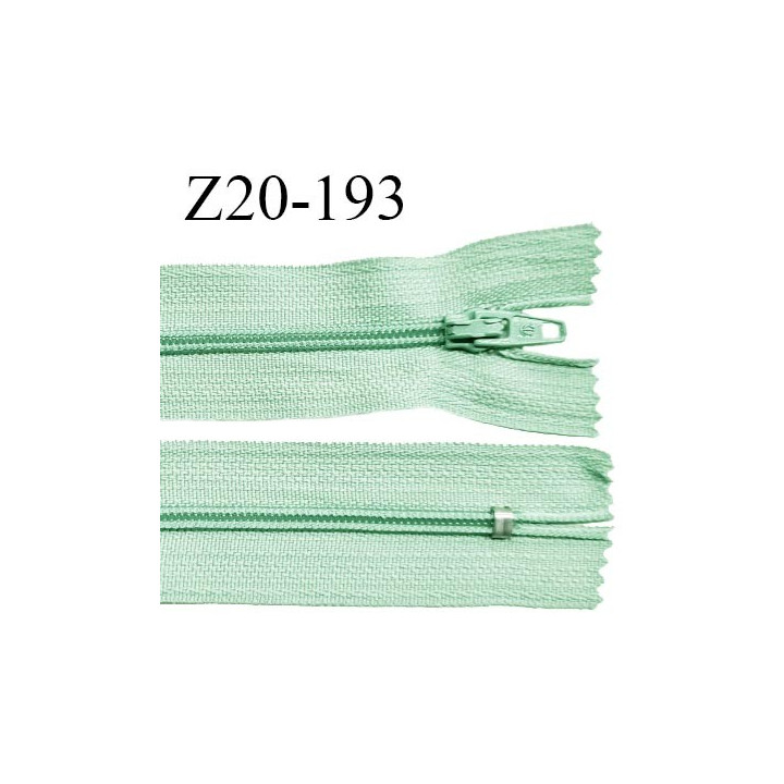 Fermeture zip 20 cm non séparable couleur vert jade zip glissière nylon invisible largeur 5 mm longueur 20 cm prix à l'unité