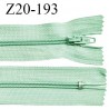 Fermeture zip 20 cm non séparable couleur vert jade zip glissière nylon invisible largeur 5 mm longueur 20 cm prix à l'unité