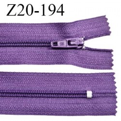 Fermeture zip 20 cm non séparable couleur violet zip glissière nylon invisible largeur 5 mm longueur 20 cm prix à l'unité
