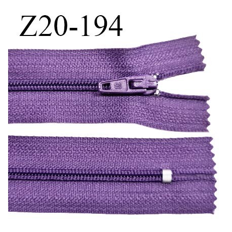 Fermeture zip 20 cm non séparable couleur violet zip glissière nylon invisible largeur 5 mm longueur 20 cm prix à l'unité