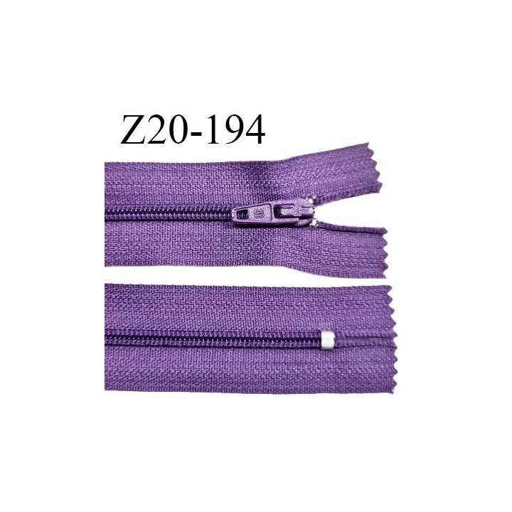 Fermeture zip 20 cm non séparable couleur violet zip glissière nylon invisible largeur 5 mm longueur 20 cm prix à l'unité
