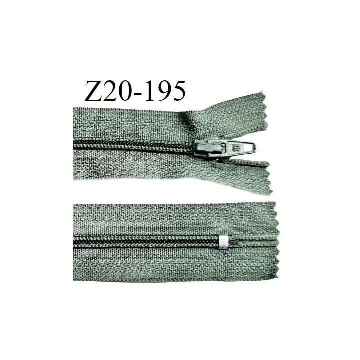 Fermeture zip 20 cm non séparable couleur vert laurier glissière nylon invisible largeur 5 mm longueur 20 cm prix à l'unité