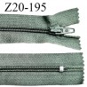 Fermeture zip 20 cm non séparable couleur vert laurier glissière nylon invisible largeur 5 mm longueur 20 cm prix à l'unité