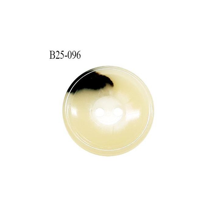 Bouton 25 mm en pvc couleur naturel et noir 2 trous diamètre 25 mm épaisseur 4 mm prix à la pièce