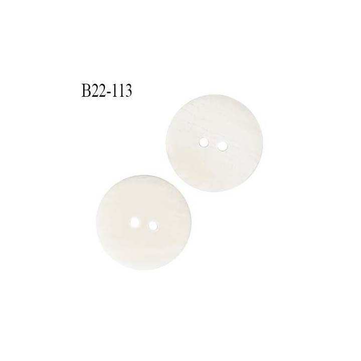 Bouton 22 mm corne couleur naturel 2 trous diamètre 22 mm épaisseur 2.5 mm prix à l'unité