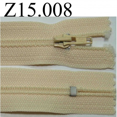 fermeture éclair longueur 15 cm couleur beige clair non séparable zip nylon