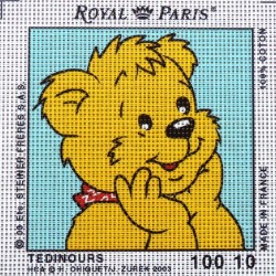 Canevas à broder ENFANT 15 x 15 cm marque ROYAL PARIS thème TEDINOURS REVEUR fabrication française