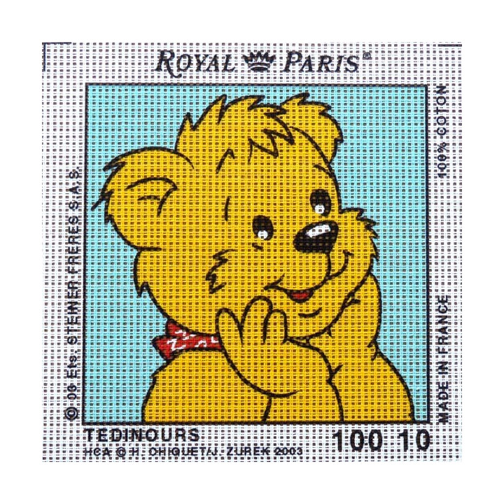 Canevas à broder ENFANT 15 x 15 cm marque ROYAL PARIS thème TEDINOURS REVEUR fabrication française