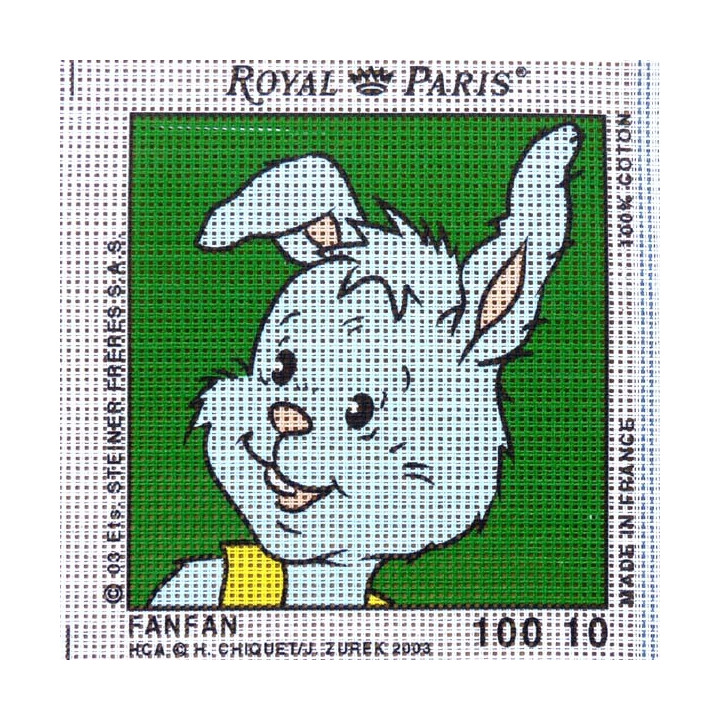 Canevas à broder ENFANT 15 x 15 cm marque ROYAL PARIS thème TEDINOURS FANFAN fabrication française