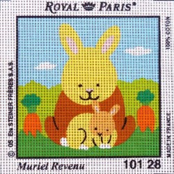 Canevas à broder ENFANT 15 x 15 cm marque ROYAL PARIS thème de Muriel Revenu le lapin fabrication française