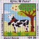 Canevas à broder ENFANT 15 x 15 cm marque ROYAL PARIS thème de Muriel Revenu la vache fabrication française