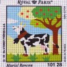 Canevas à broder ENFANT 15 x 15 cm marque ROYAL PARIS thème de Muriel Revenu la vache fabrication française