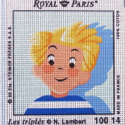 Canevas à broder ENFANT 15 x 15 cm marque ROYAL PARIS thème de N.Lambert LES TRIPLES fabrication française