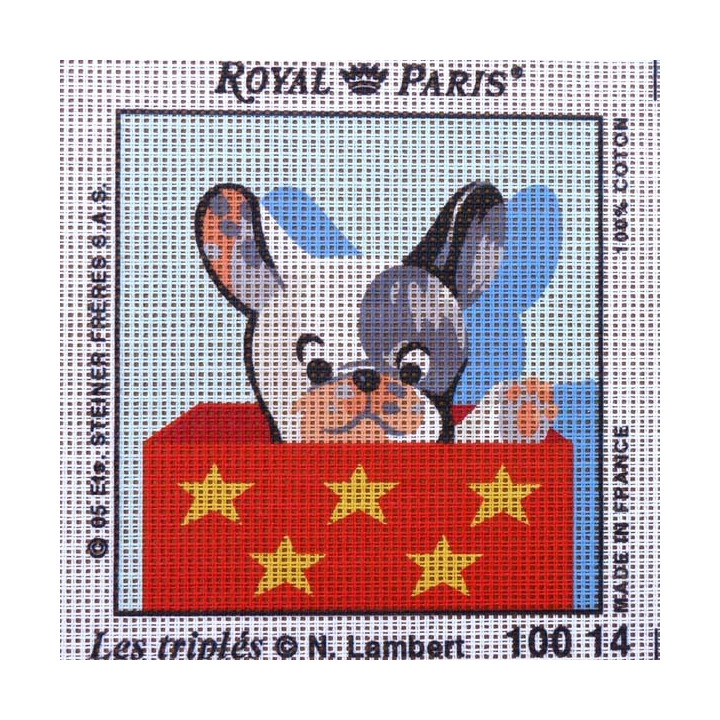 Canevas à broder ENFANT 15 x 15 cm marque ROYAL PARIS thème de N.Lambert LES TRIPLES fabrication française