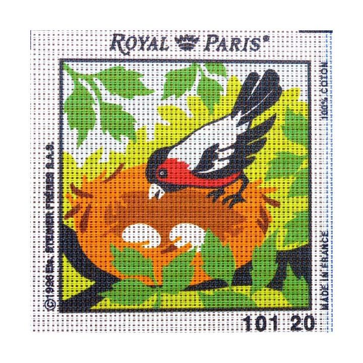 Canevas à broder ENFANT 15 x 15 cm marque ROYAL PARIS thème OISEAU fabrication française