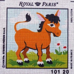 Canevas à broder ENFANT 15 x 15 cm marque ROYAL PARIS thème CHEVAL PONEY fabrication française